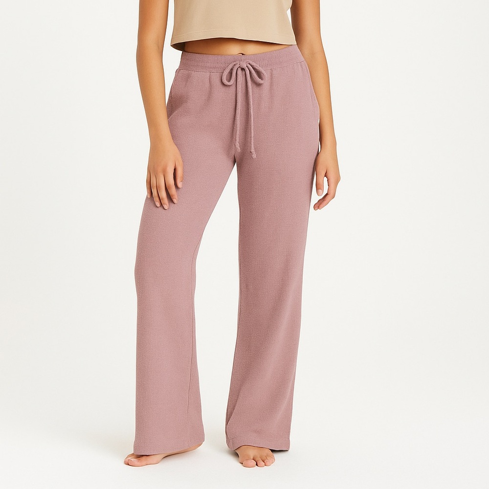 Out From Under Knit Flare Lounge Pants Mauve Pink Size XS